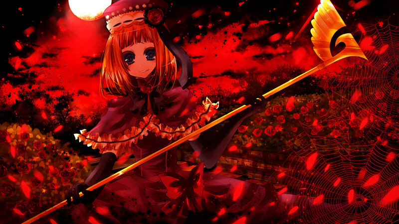 anime girl with red staff