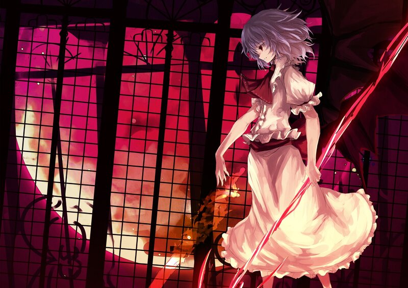 anime girl with red staff
