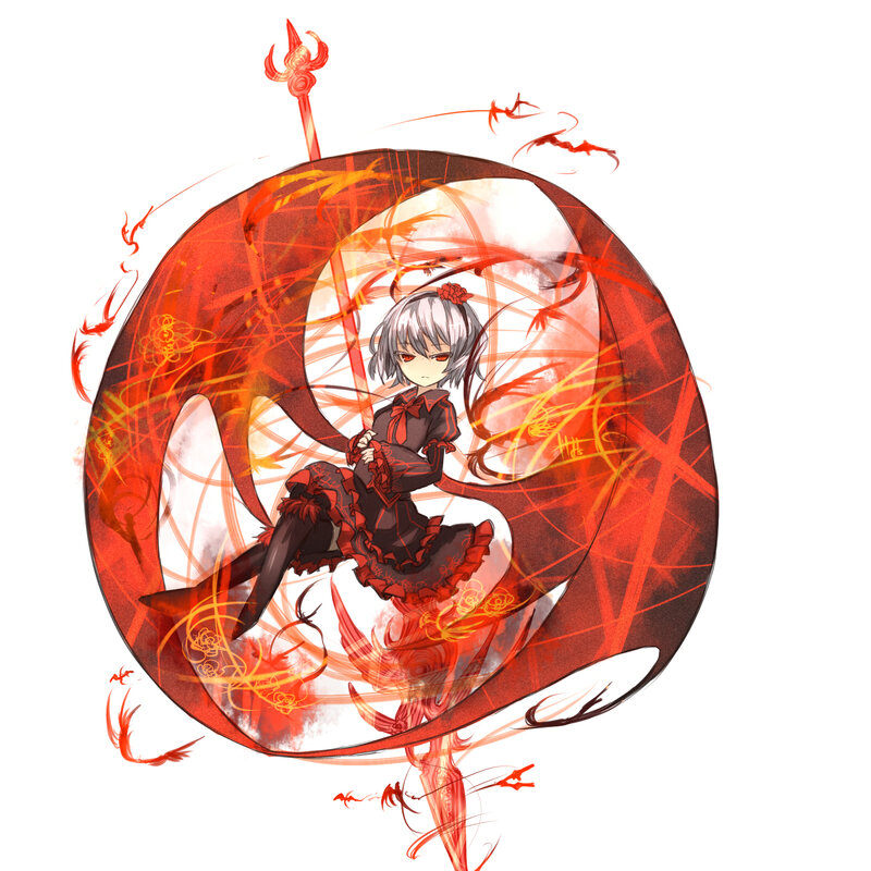 anime girl with red staff