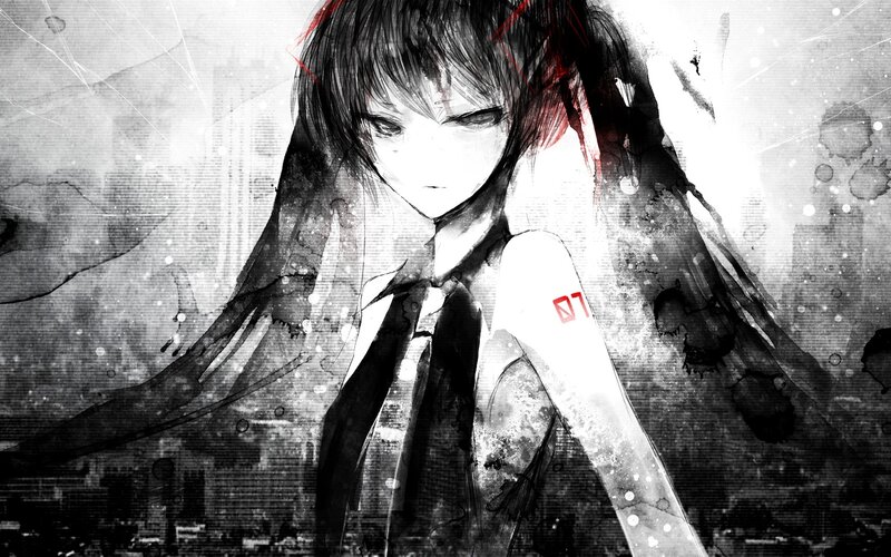 anime girl with red streaks