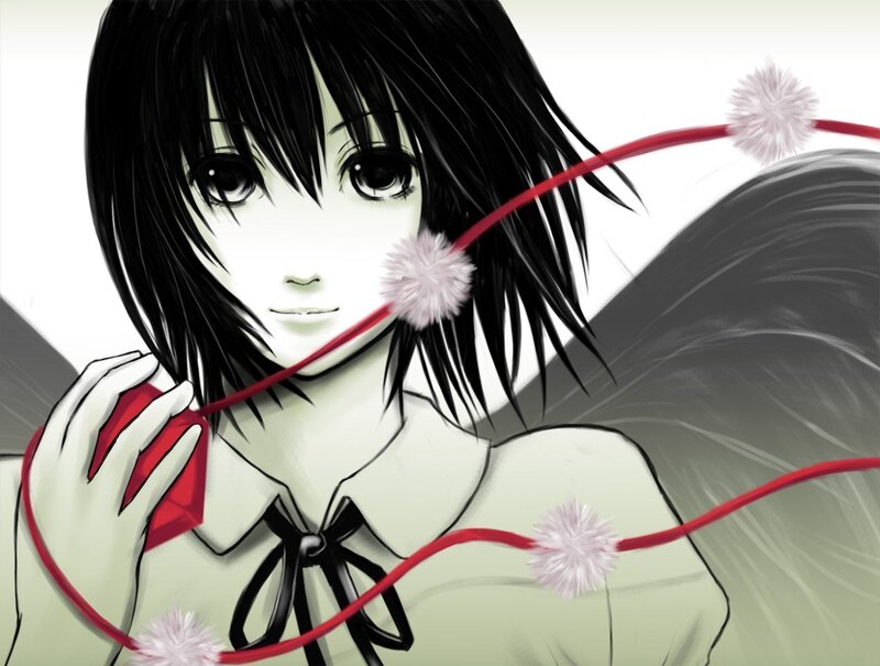 Anime Girl with Red String — White