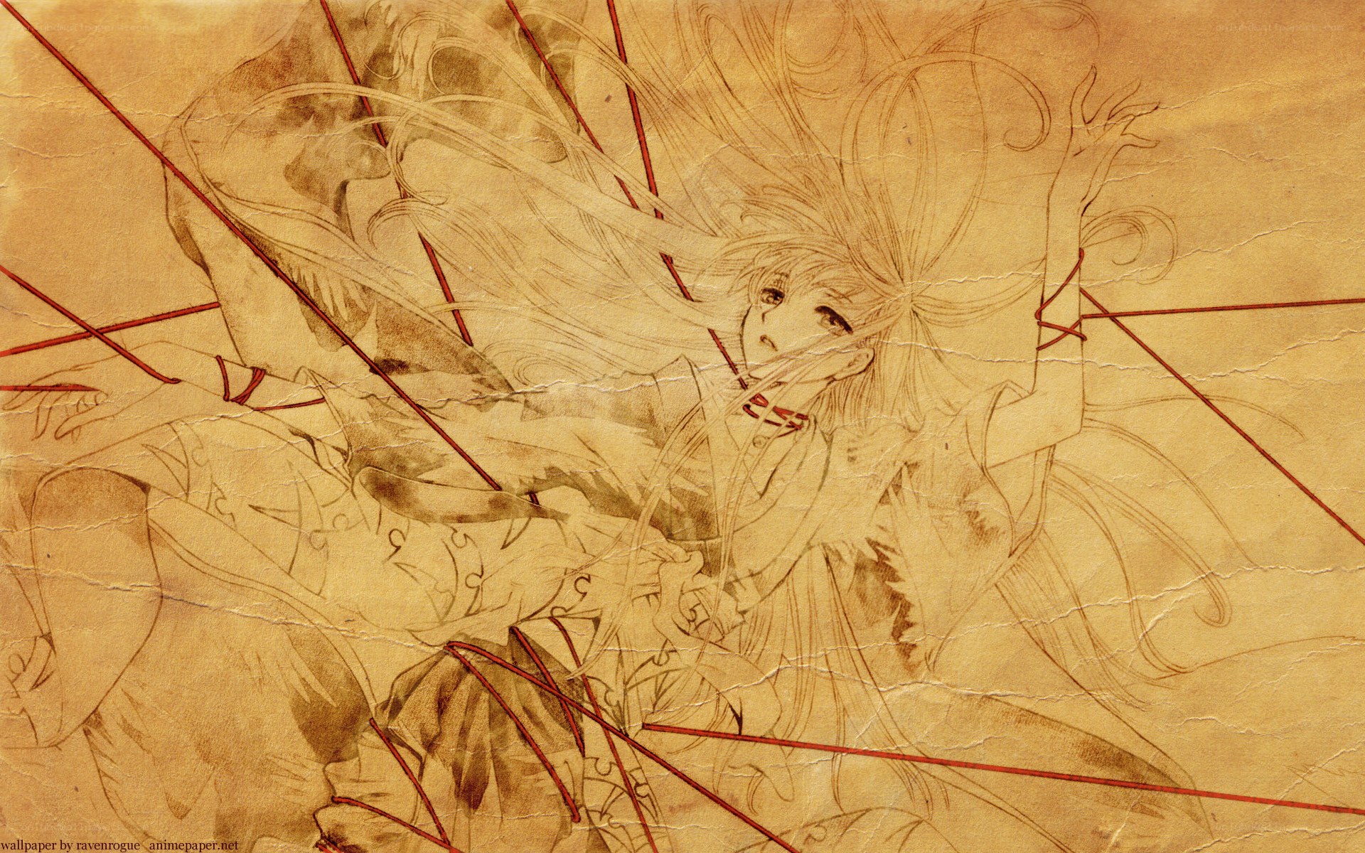 Anime girl with red strings