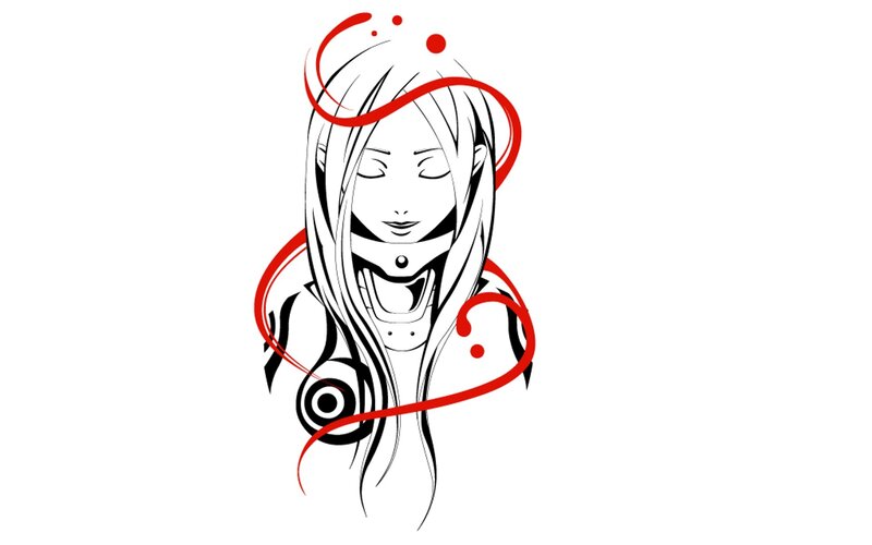 anime girl with red swirls
