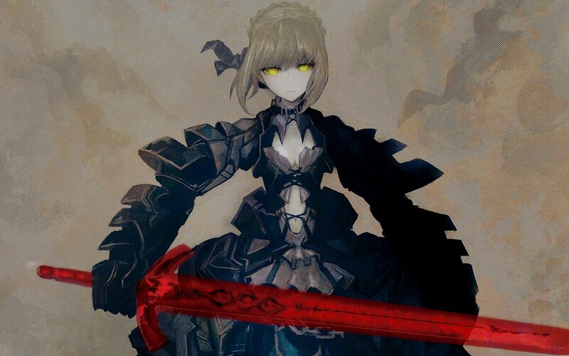 anime girl with red sword