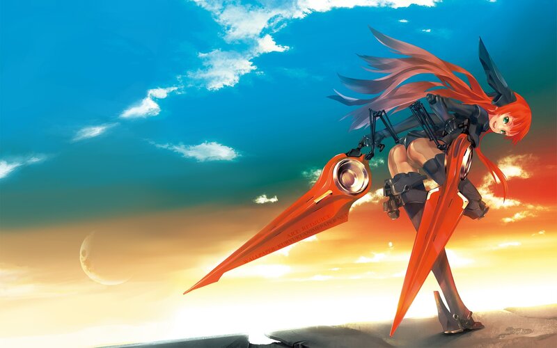 Anime girl with red sword