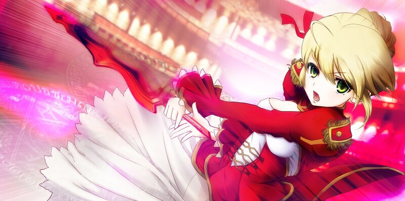 anime girl with red sword