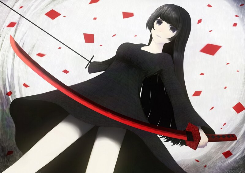 anime girl with red sword