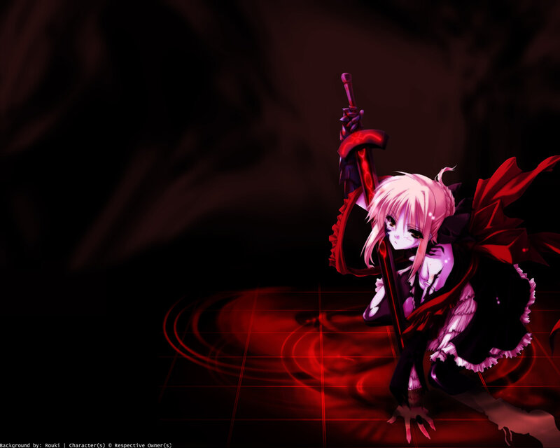 anime girl with red sword