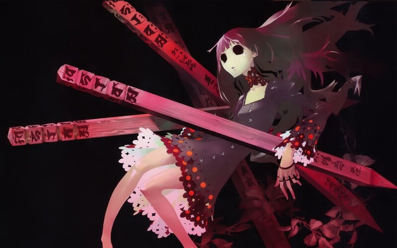 anime girl with red swords