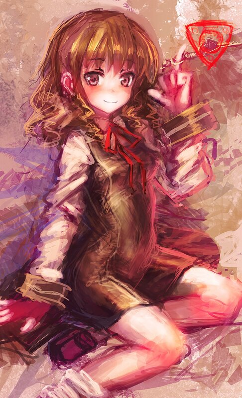 Anime girl with red symbol