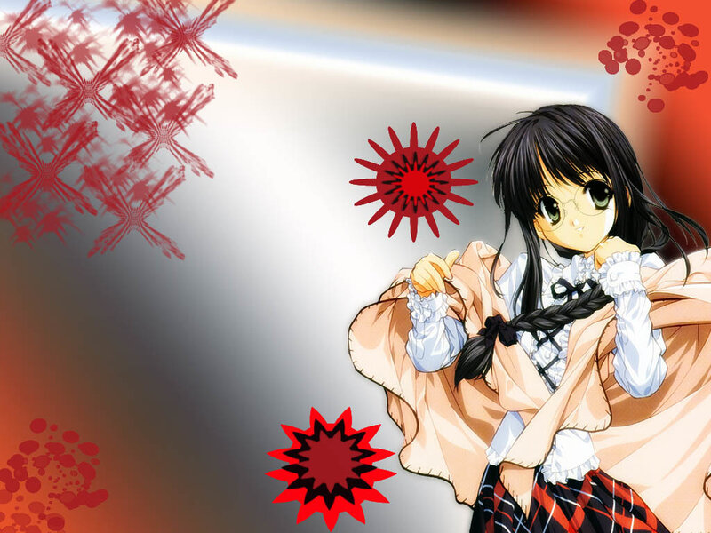 anime girl with red symbols