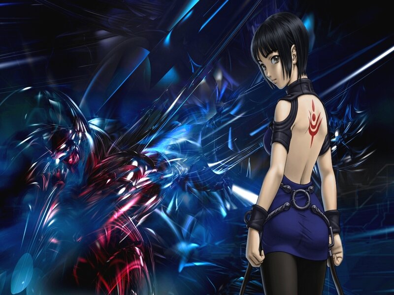 Anime Girl with Red Tattoo