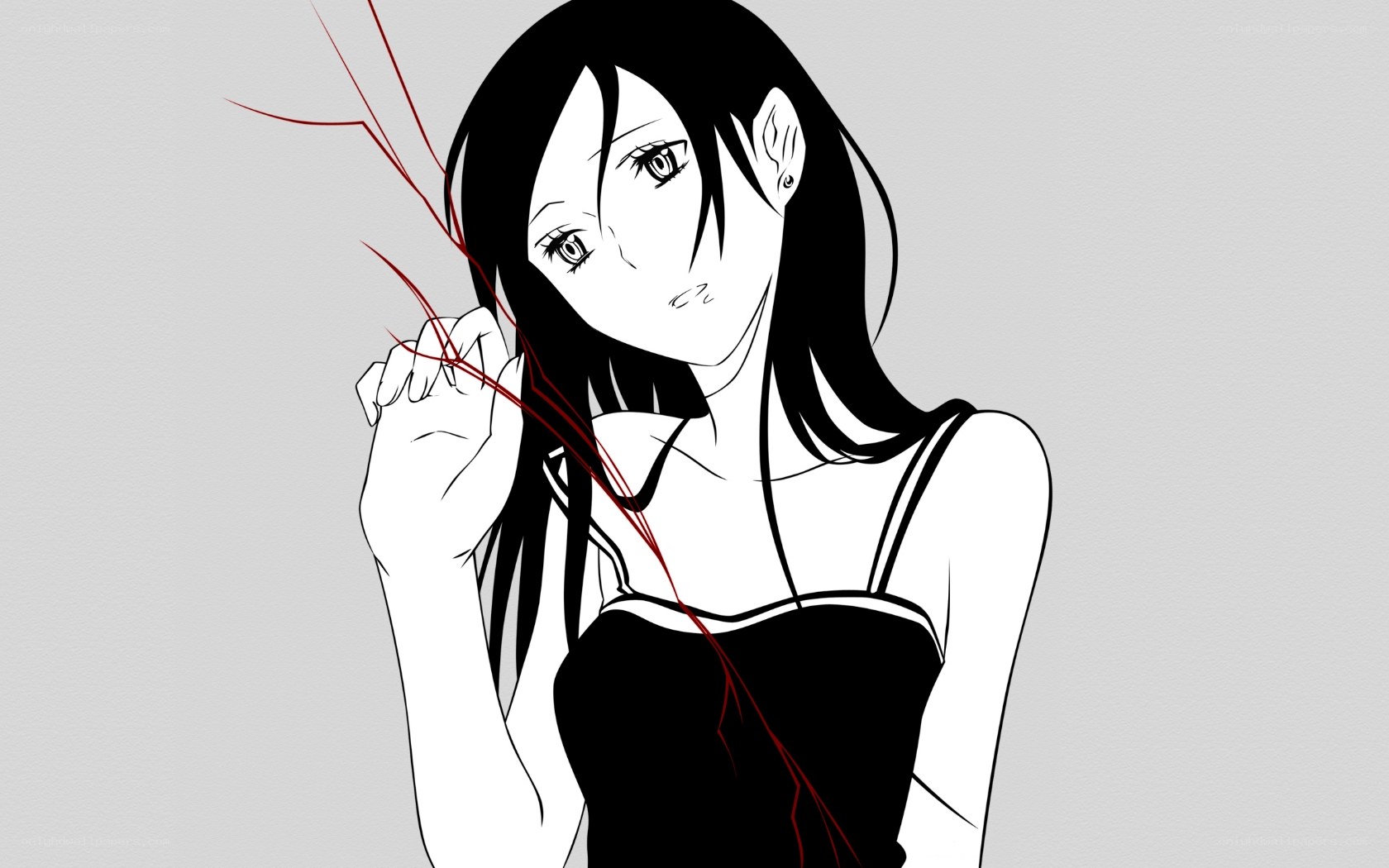 anime girl with red threads