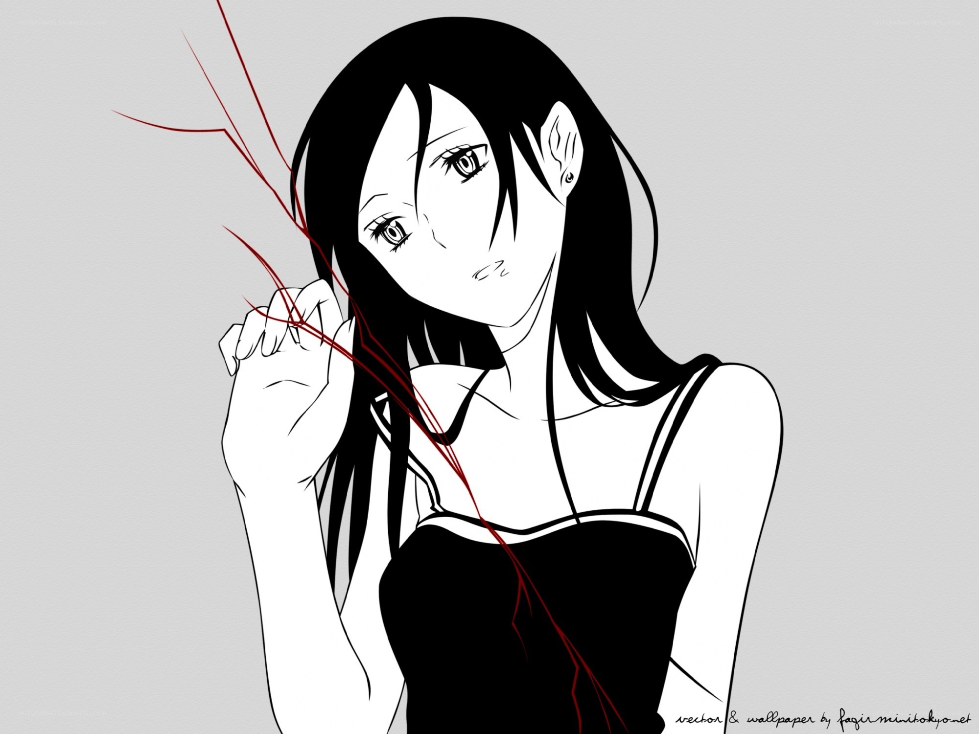 anime girl with red threads