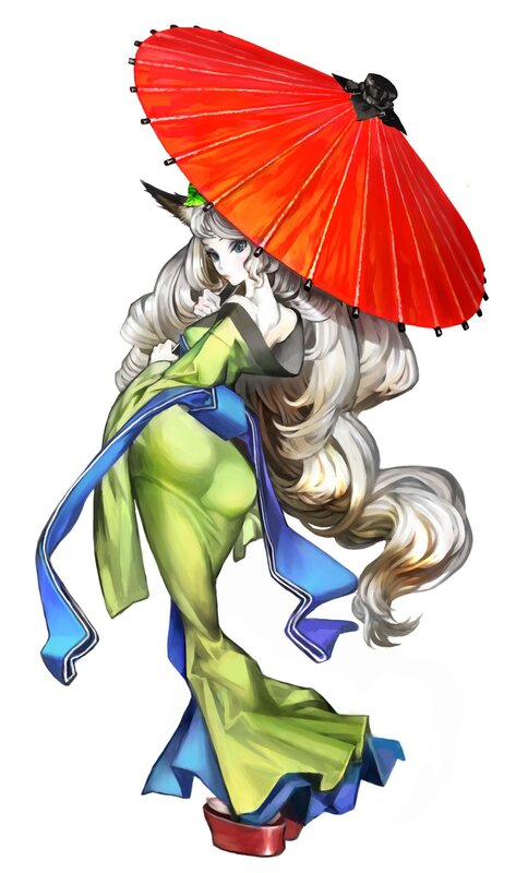anime girl with red umbrella