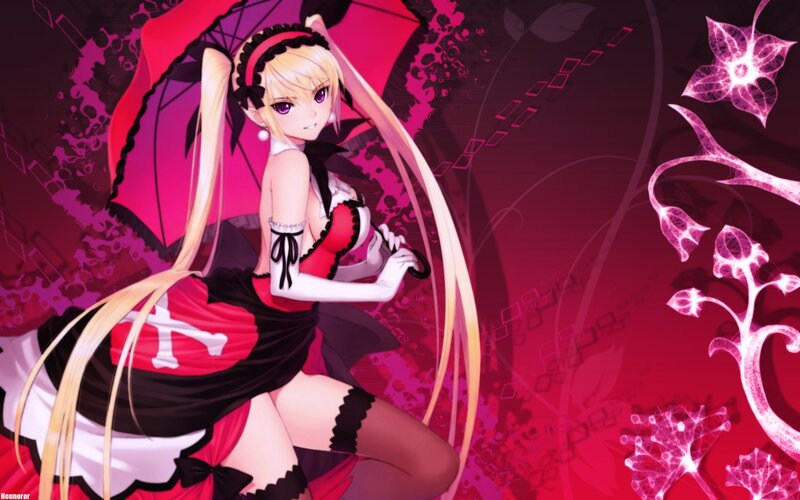 Anime girl with red umbrella