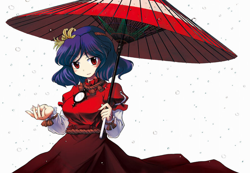 anime girl with red umbrella