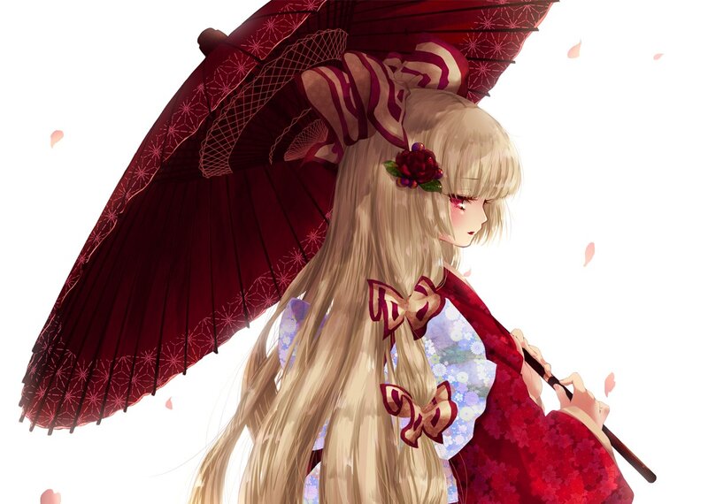 anime girl with red umbrella