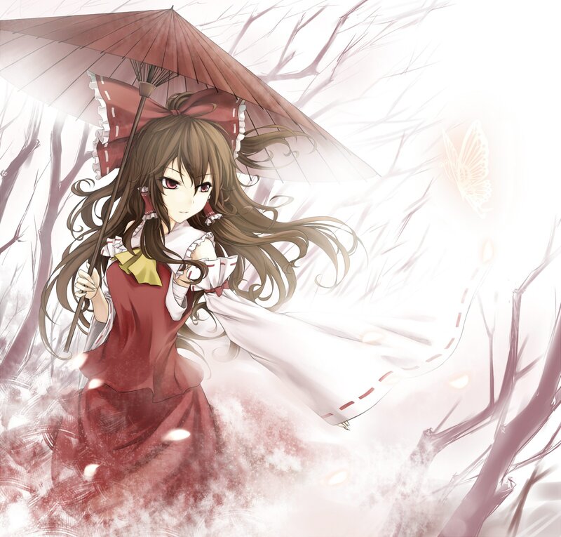 anime girl with red umbrella