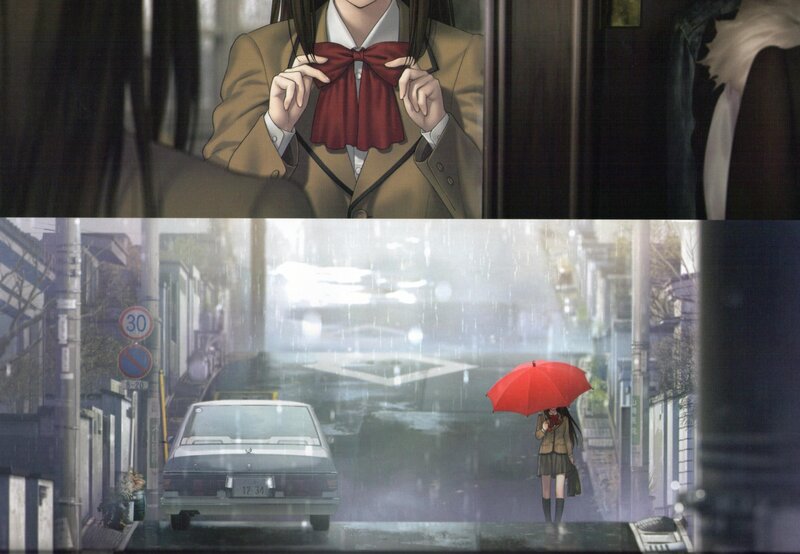 anime girl with red umbrella