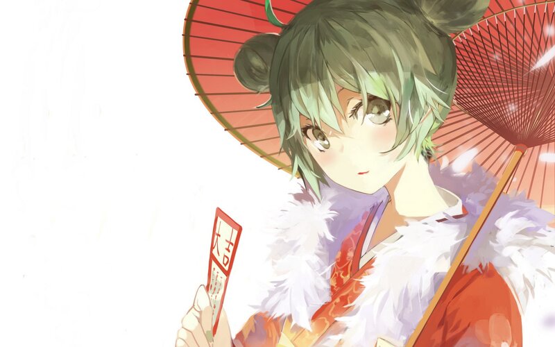 anime girl with red umbrella