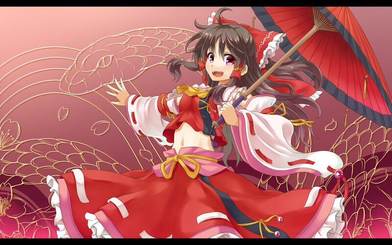 anime girl with red umbrella