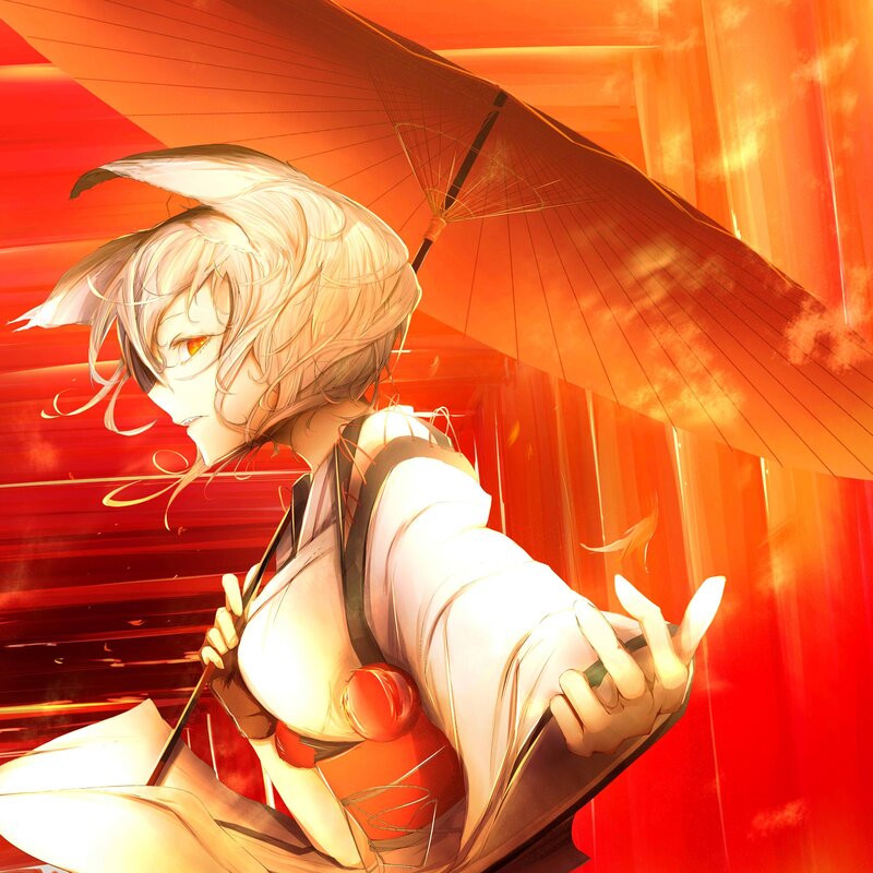 Anime girl with red umbrella