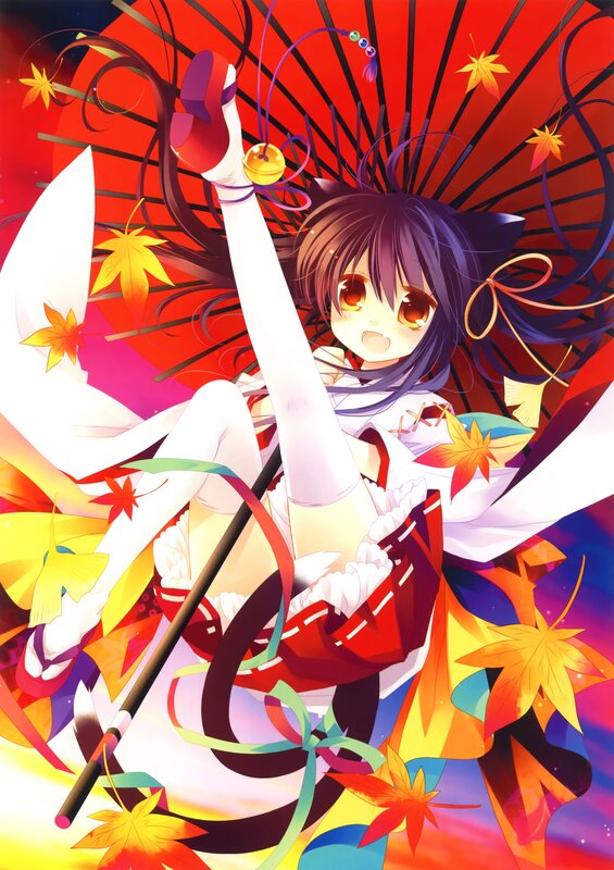 anime girl with red umbrella