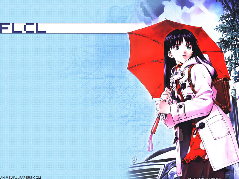 anime girl with red umbrella