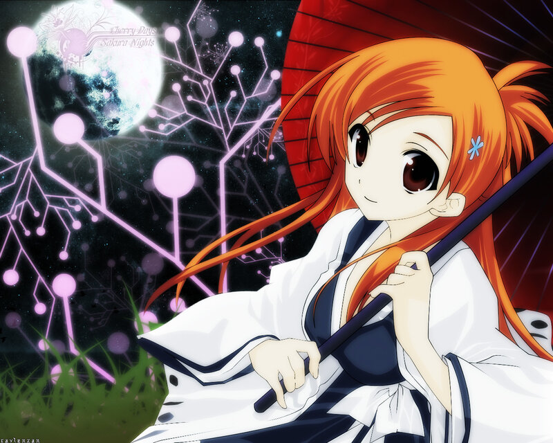 Anime girl with red umbrella
