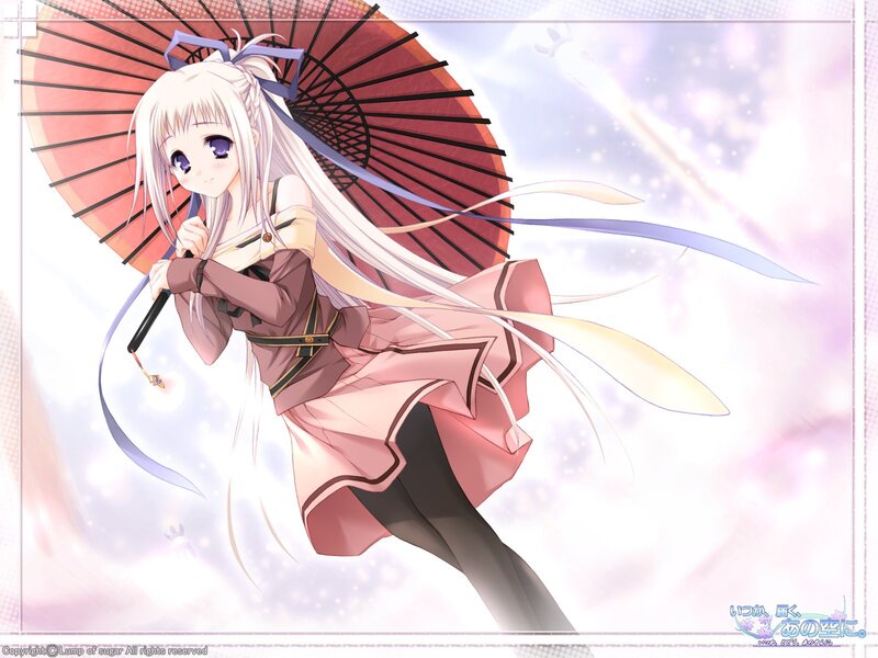 anime girl with red umbrella