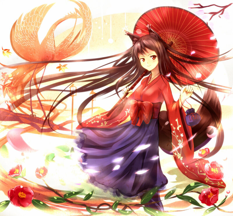 Anime Girl with Red Umbrella — Serene