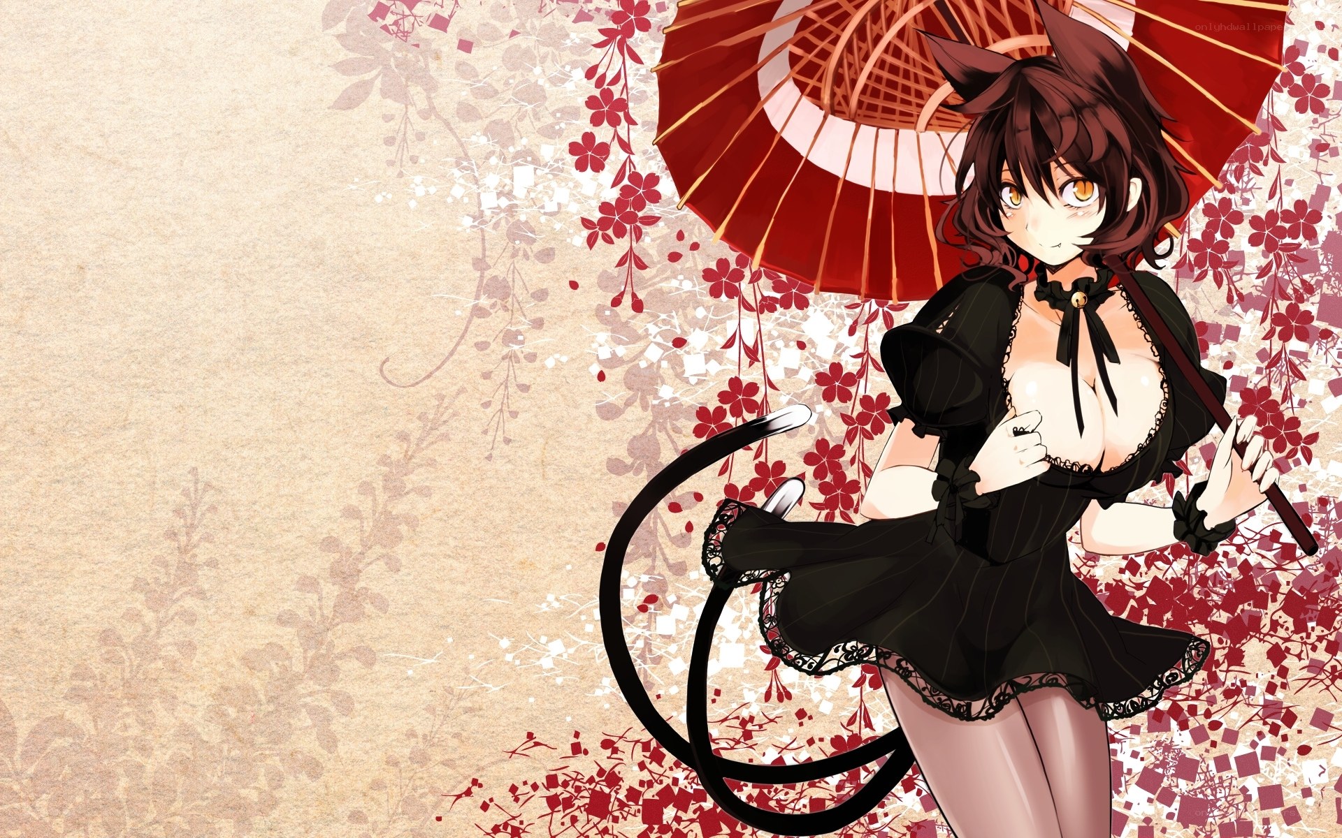 anime girl with red umbrella
