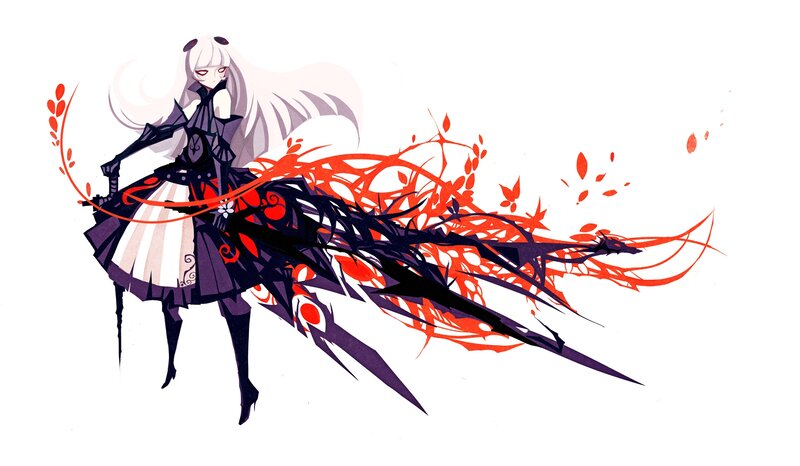 Anime Girl with Red Vines — White