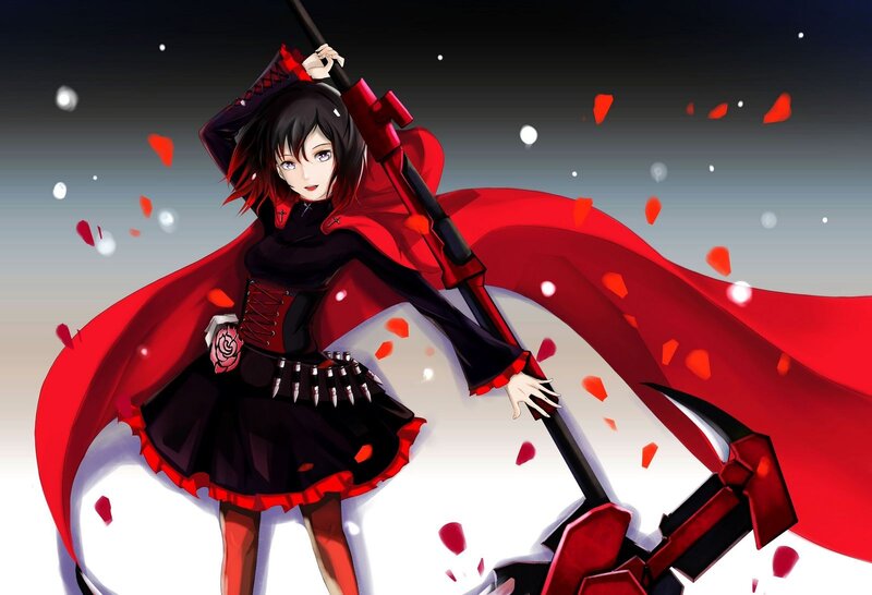 Anime girl with red weapon