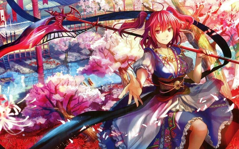 Anime girl with red weapon