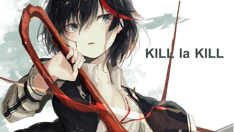 Anime Girl with Red Weapon — Black, Dramatic, Blood