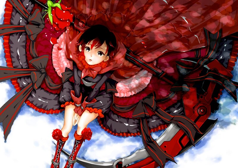 Anime Girl with Red Weapon — Dramatic, Digital Art