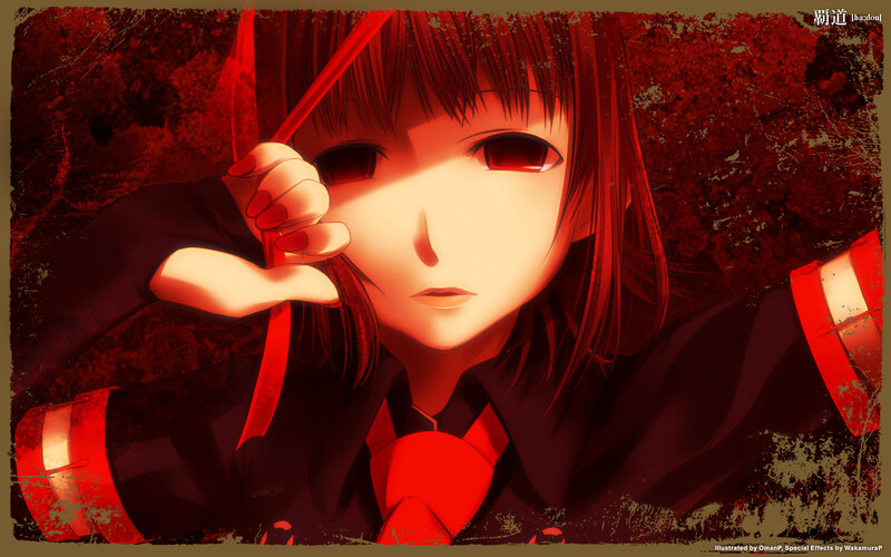 anime girl with red weapon
