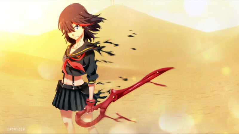 Anime Girl with Red Weapon — Yellow