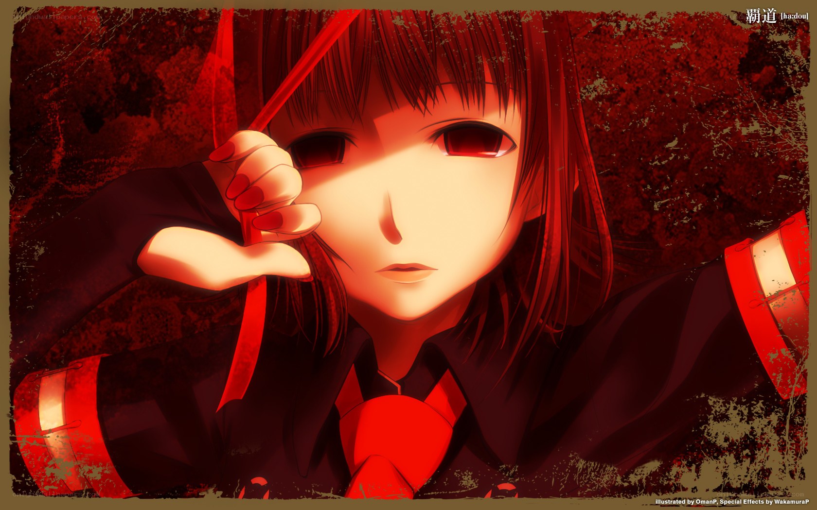 anime girl with red weapon