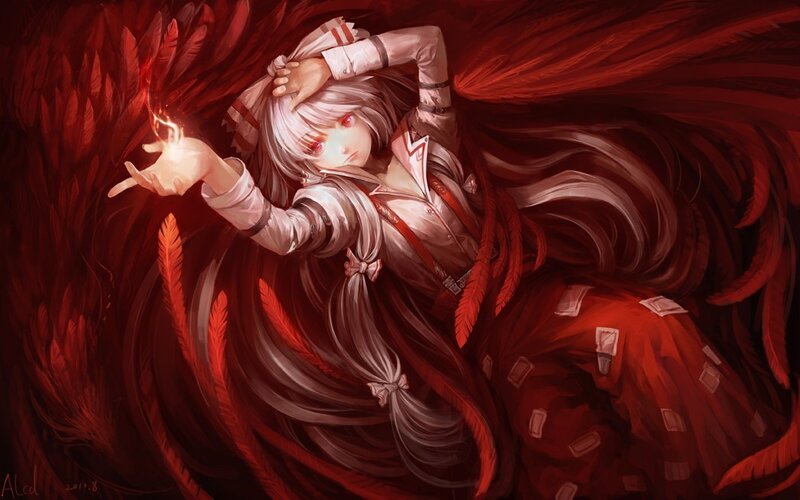 Anime girl with red wings