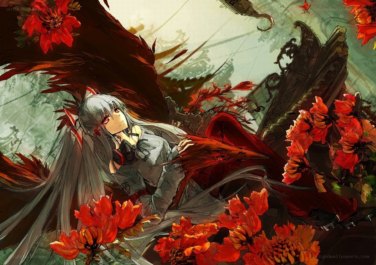 anime girl with red wings
