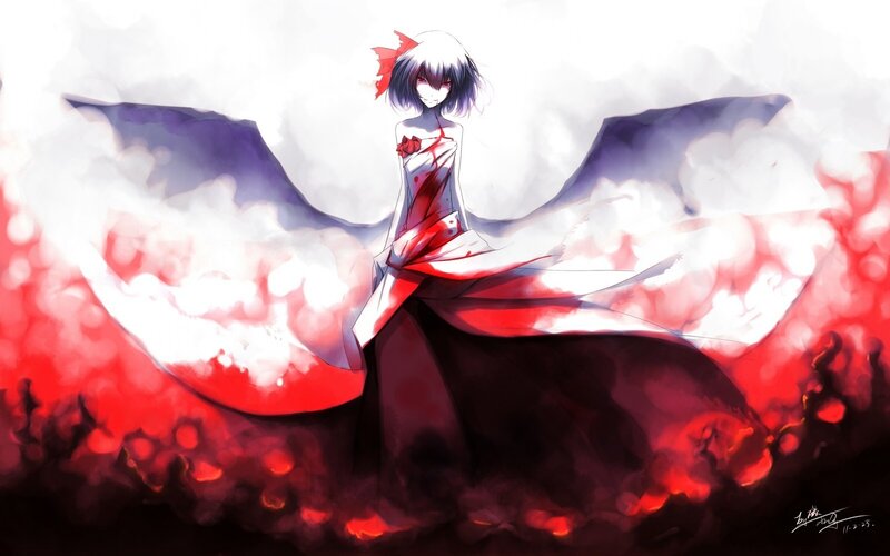 anime girl with red wings
