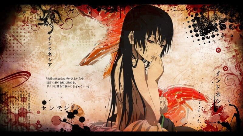 Anime girl with red wings