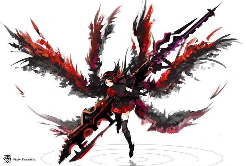anime girl with red wings