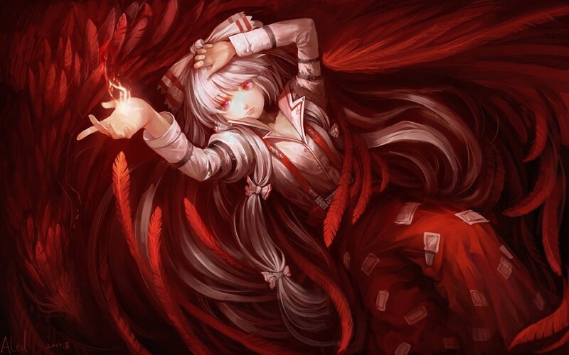 anime girl with red wings