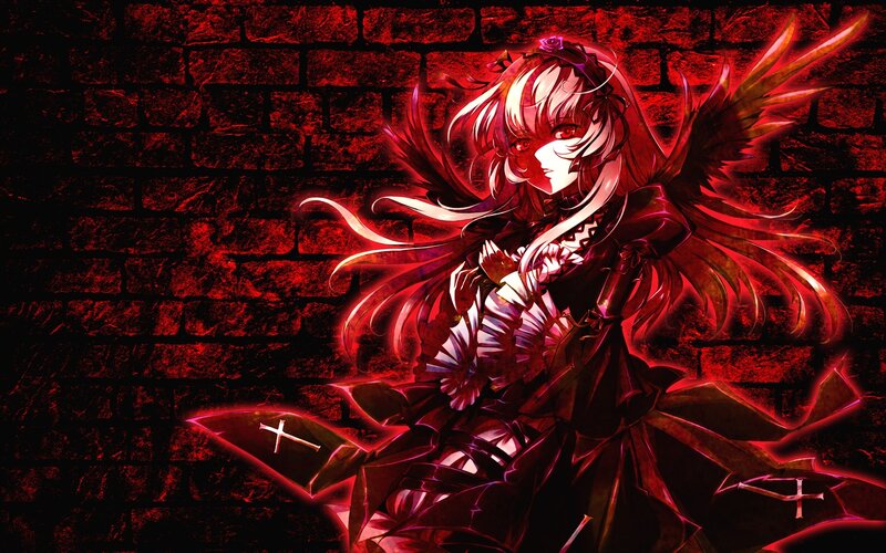 anime girl with red wings