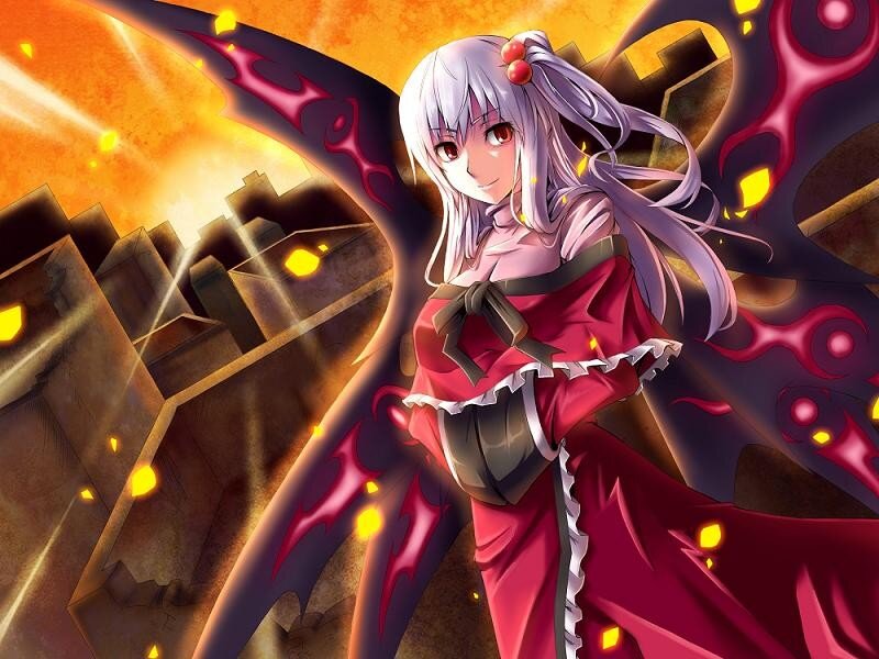 anime girl with red wings