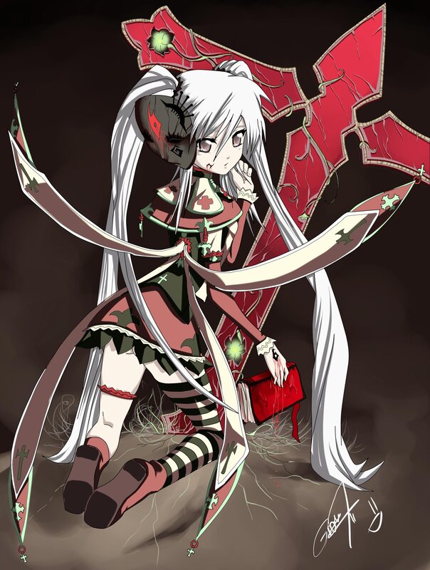 anime girl with red wings